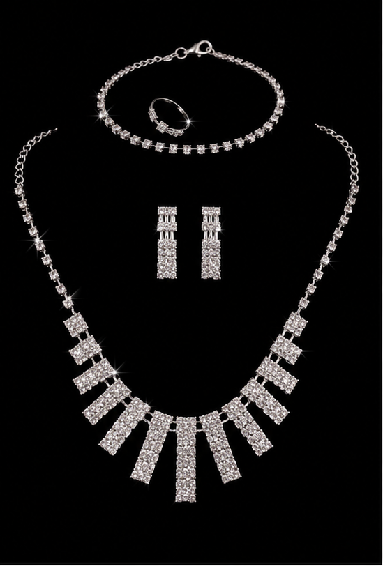 Parure 4 Pièces Zircon Dorée
