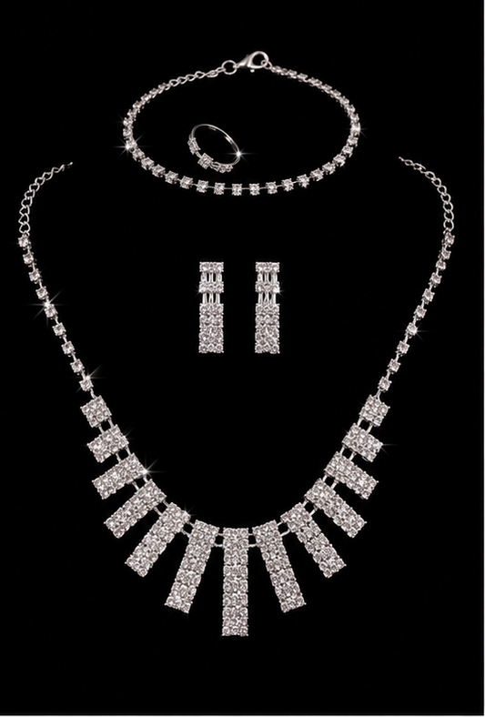 Parure 4 Pièces Zircon Dorée