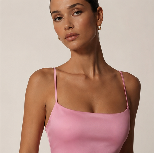 Robe Longue Satinée Rose